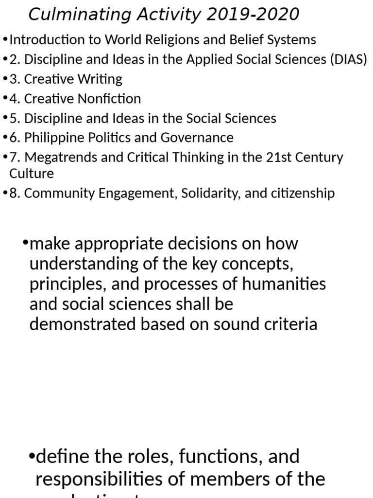 Culminating Activity Overview 2019-2020 | PDF