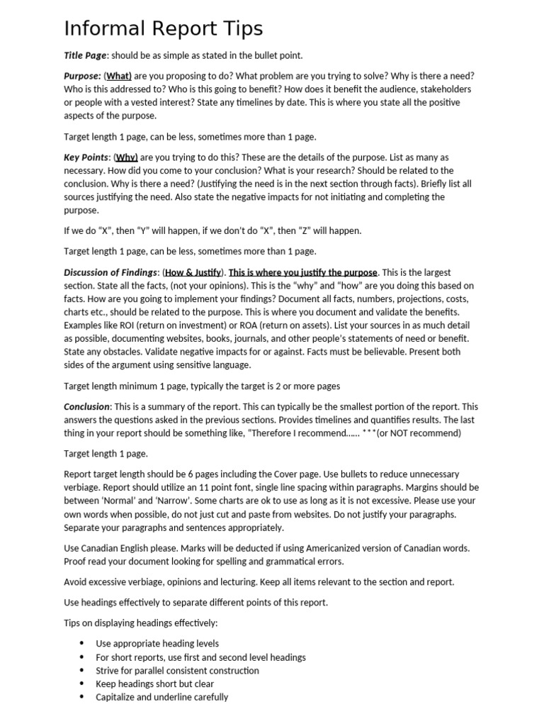 Day 6 Informal Report Tips | PDF | Return On Investment