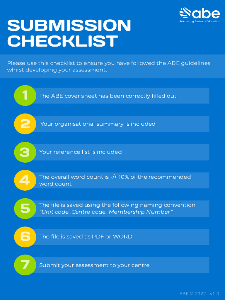 ABE Submission Checklist Guide | PDF