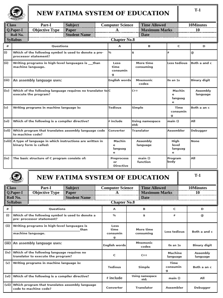 New Fatima System of Education | PDF | Assembly Language | Computing