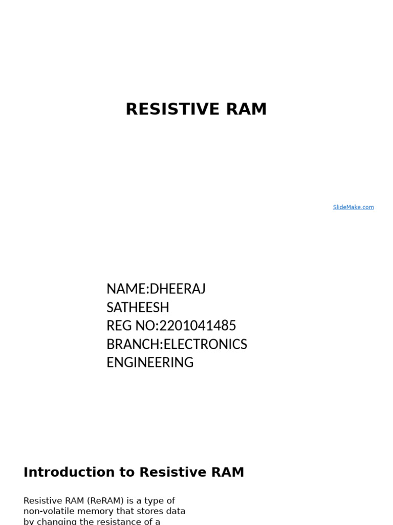 RESISTIVE RAM | PDF | Random Access Memory | Computer Memory