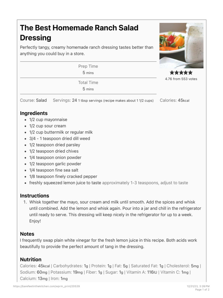 Dairy Free Ranch Recipe | PDF