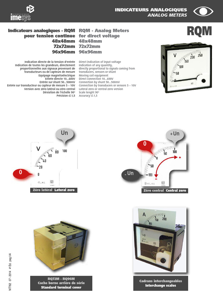 Indicateurs Analogiques RQM: Pièces de Remplacement | PDF | Métrologie ...