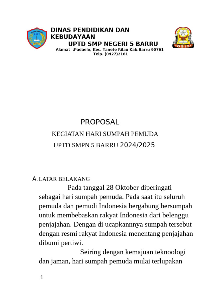 Proposal Kegiatan Hari Sumpah Pemuda 2024 | PDF | Ilmu Sosial | Perjalanan
