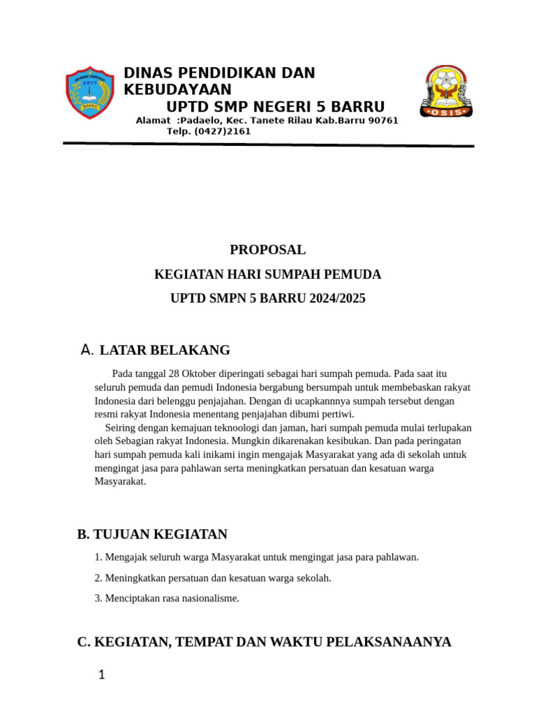 Proposal Kegiatan Hari Sumpah Pemuda 2024 | PDF | Ilmu Sosial