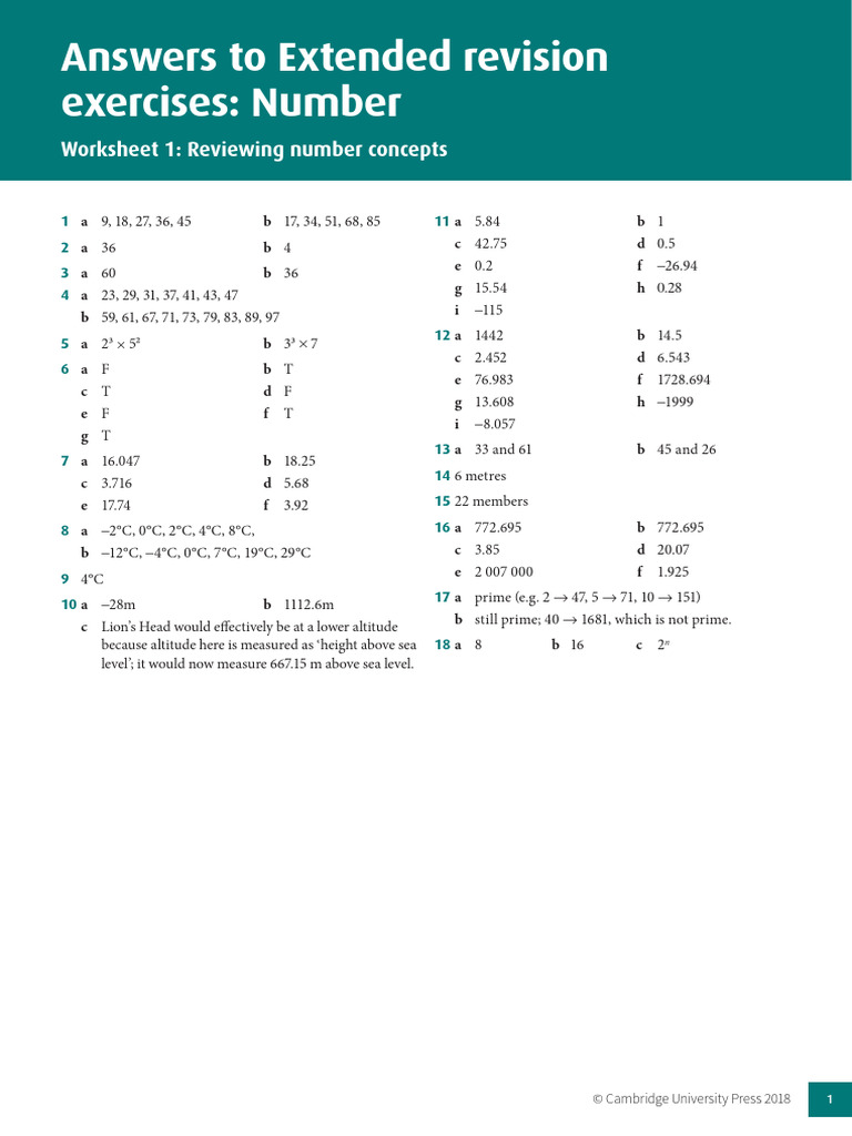 Chapter 1-Revision-Paper (Answer Key) | PDF | Height | Distance