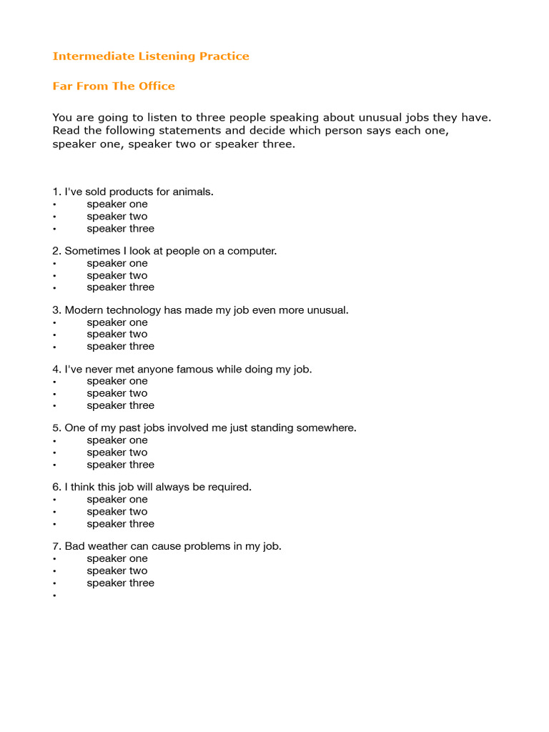 Unusual Jobs Listening Exercise | PDF | Home & Garden | Self-Improvement