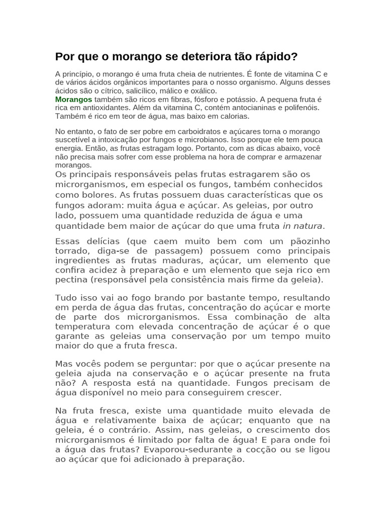 Por Que o Morango Se Deteriora Tão Rápido | PDF