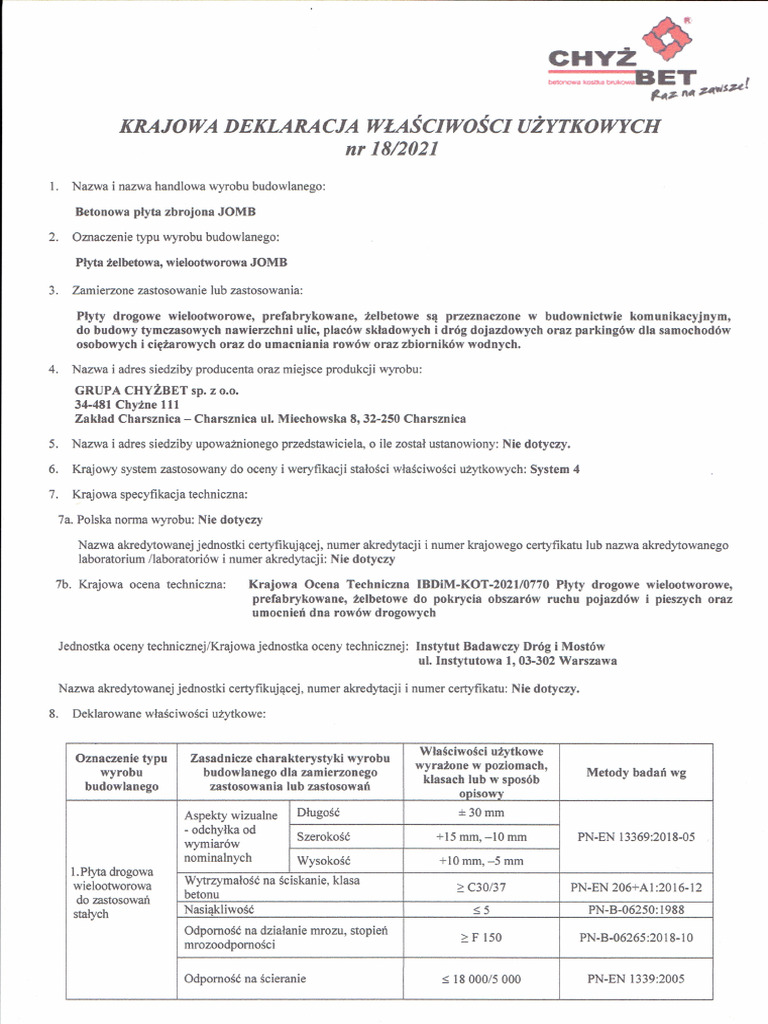 18 2021 KDWU Plyty Zbrojone JOMB | PDF