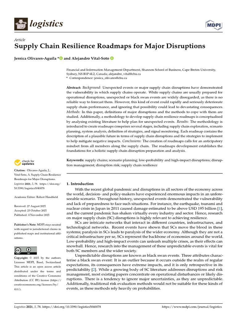 Logistics 05 00078 | PDF | Risk | Scenario Planning
