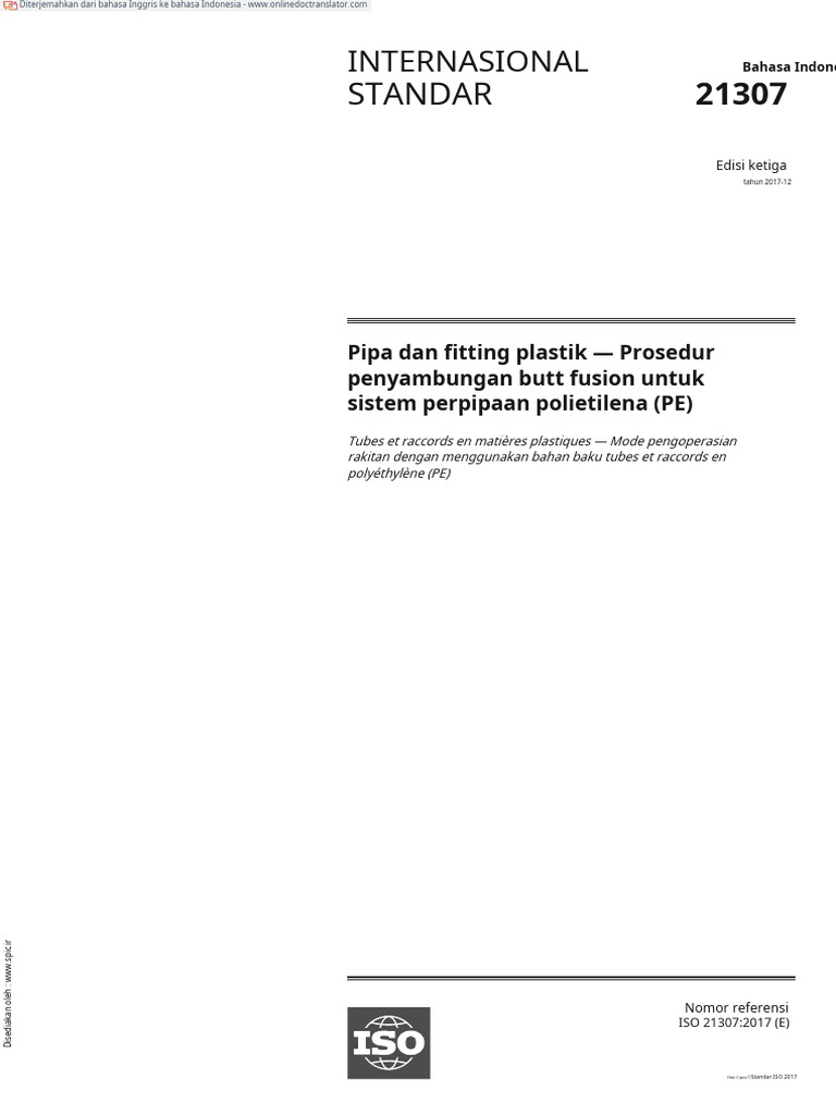 Prosedur Butt Fusion ISO 21307:2017 | PDF