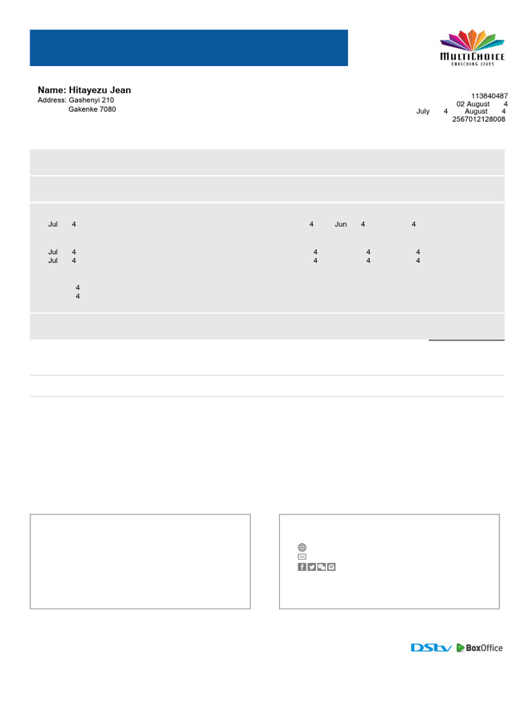 MultiChoice DStv Account Statement | PDF | Broadcasting | Television ...