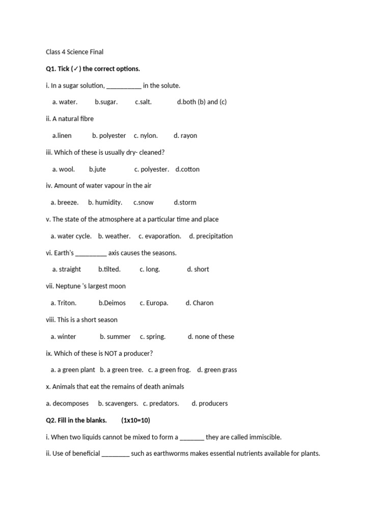 Class 4 Science-WPS Office | PDF | Earth | Physical Sciences