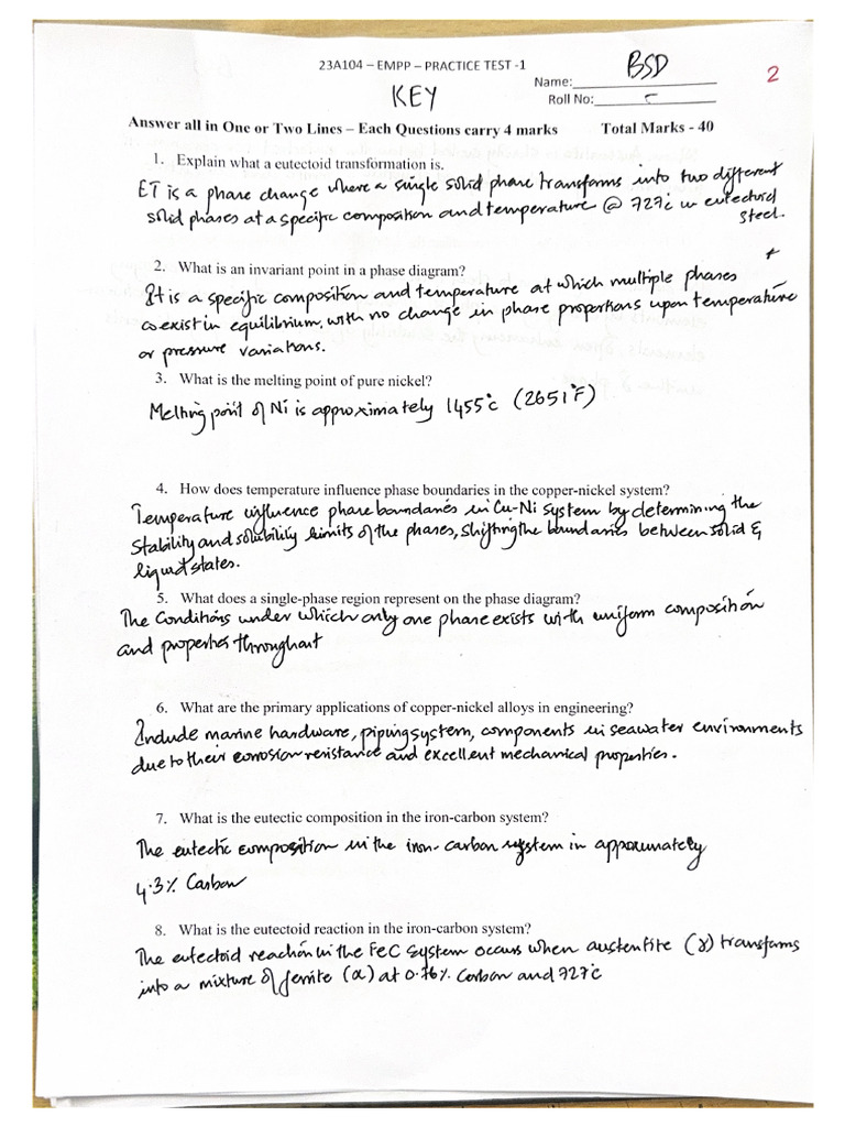 Practice Test - 2 KEY | PDF