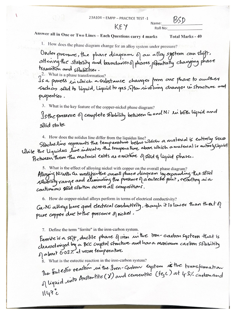 Practice Test - 1 KEY | PDF