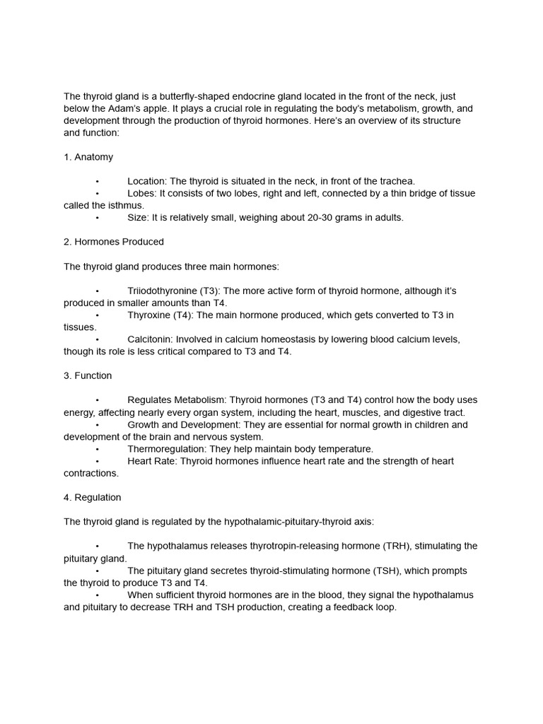 Thyroid Gland Overview Pdf Thyroid Hypothyroidism