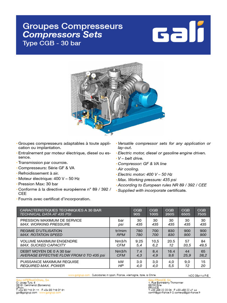 Groupes Compresseurs CGB 30 Bar | PDF | Gaz | Biens manufacturés