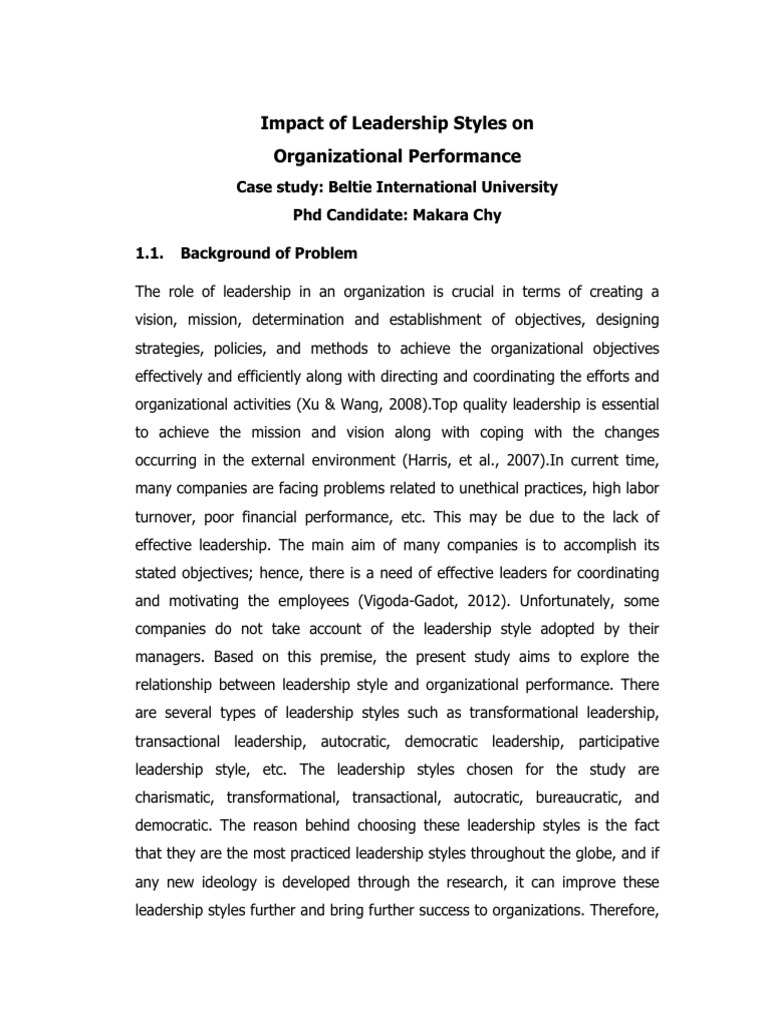 Impact of Leadership Styles On Organizat | PDF | Leadership | Hypothesis