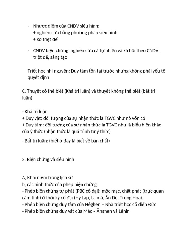 Nhược điểm của CNDV siêu hình | PDF