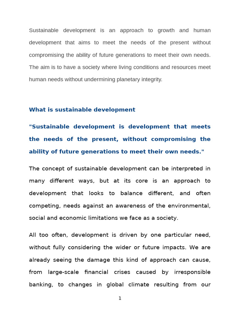 Understanding Sustainable Development | PDF | Sustainability ...
