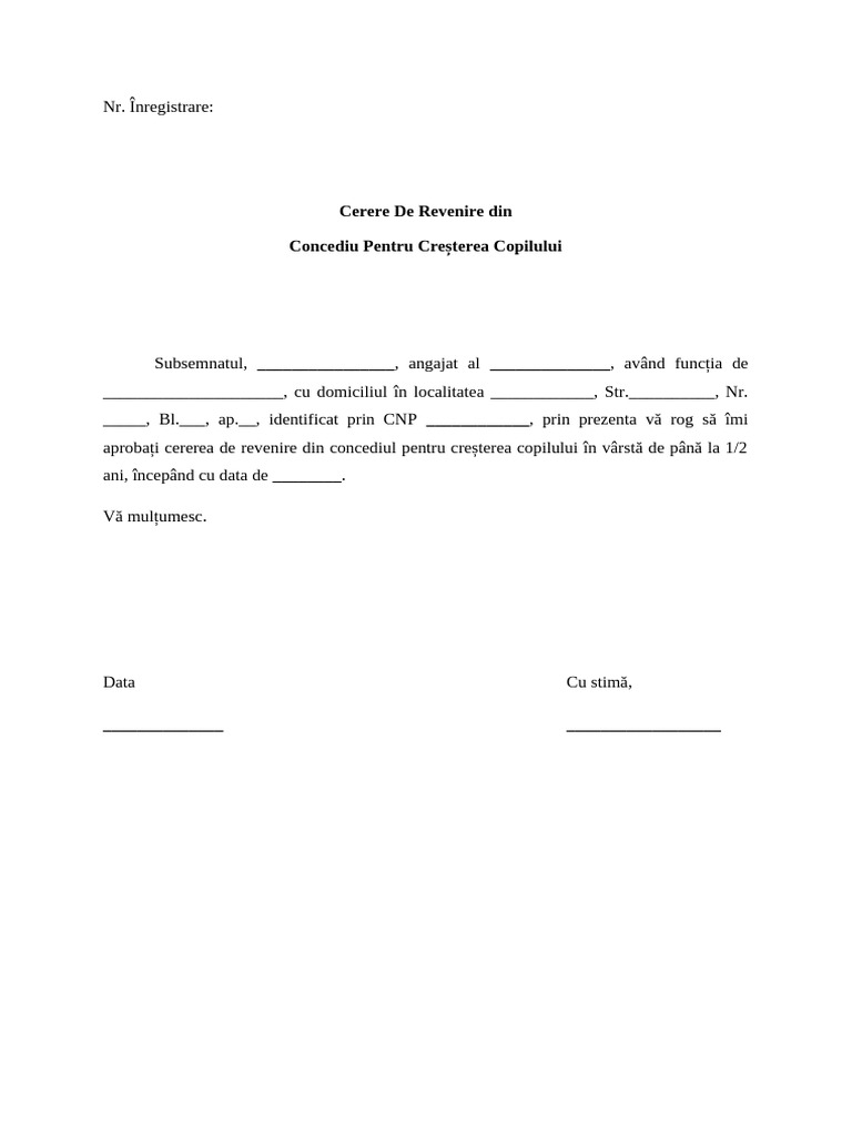 Cerere Concediu Crestere Copil | PDF