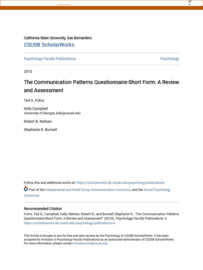 Review of Communication Patterns Questionnaire | PDF | Survey ...