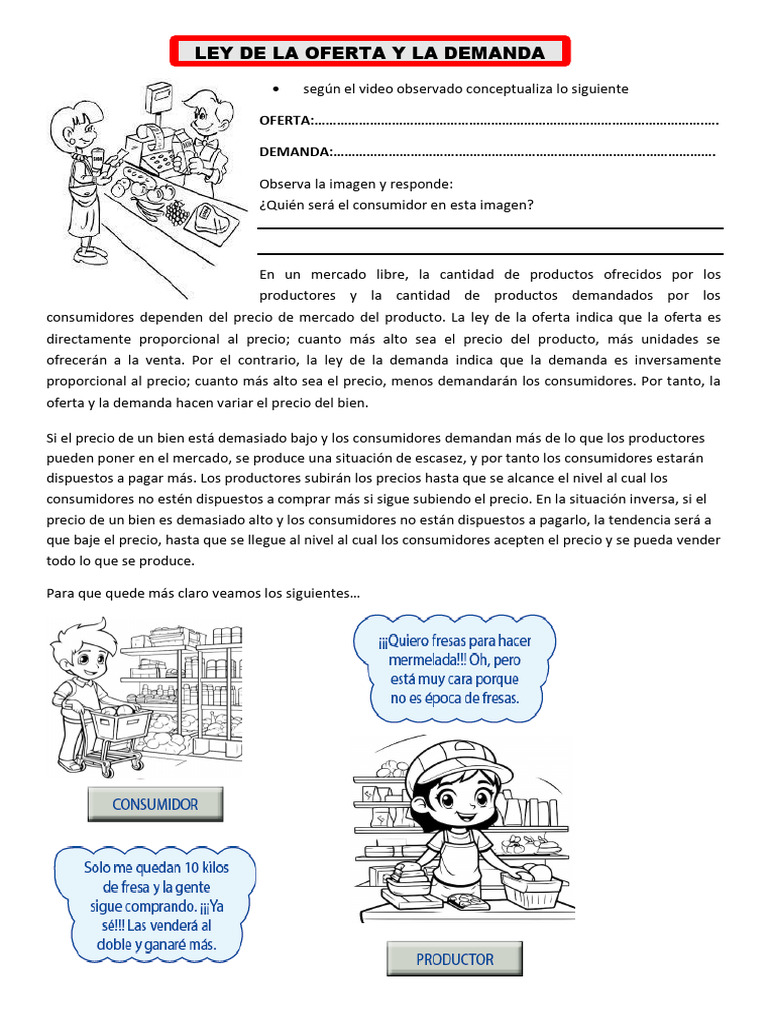 Ley de La Oferta y La Demanda para 3RO | PDF | Oferta y demanda ...