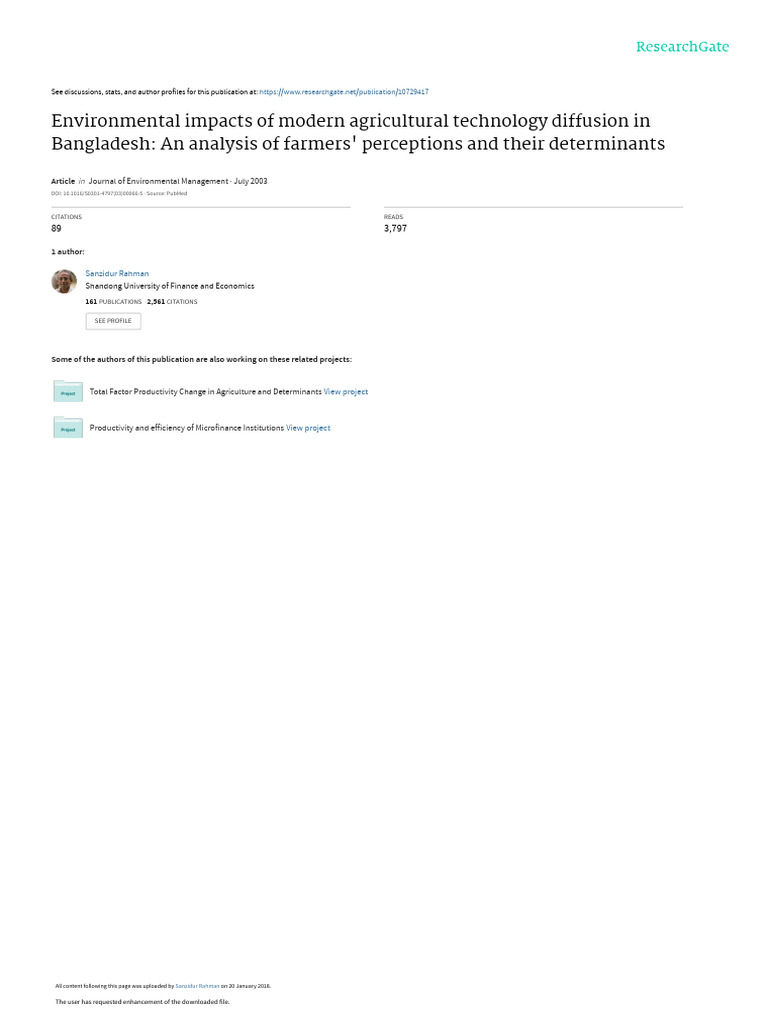 Environmental Impacts of Agriculture in Bangladesh | PDF | Agriculture ...