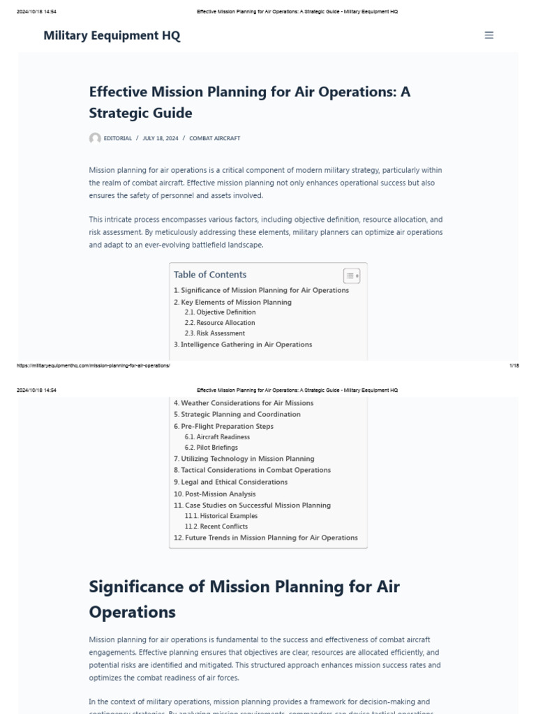 Air Operations Mission Planning Guide | PDF | Military Intelligence | Risk