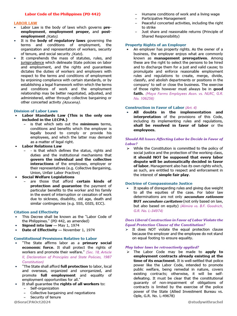 Overview of Labor Code PD 442 | PDF | Employment | Labour Law