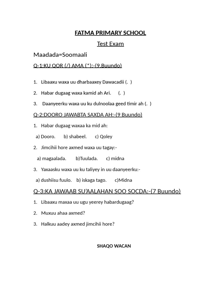 Fatma Primary | PDF