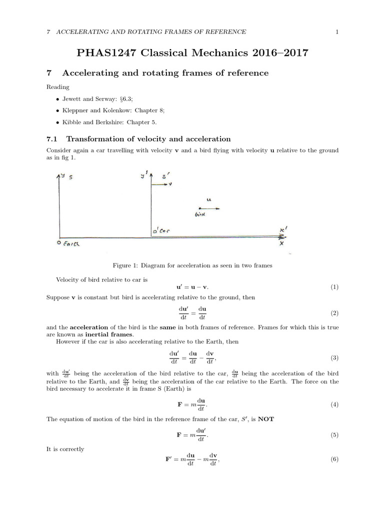 Accelerating and Rotating Reference Frames | PDF | Force | Acceleration