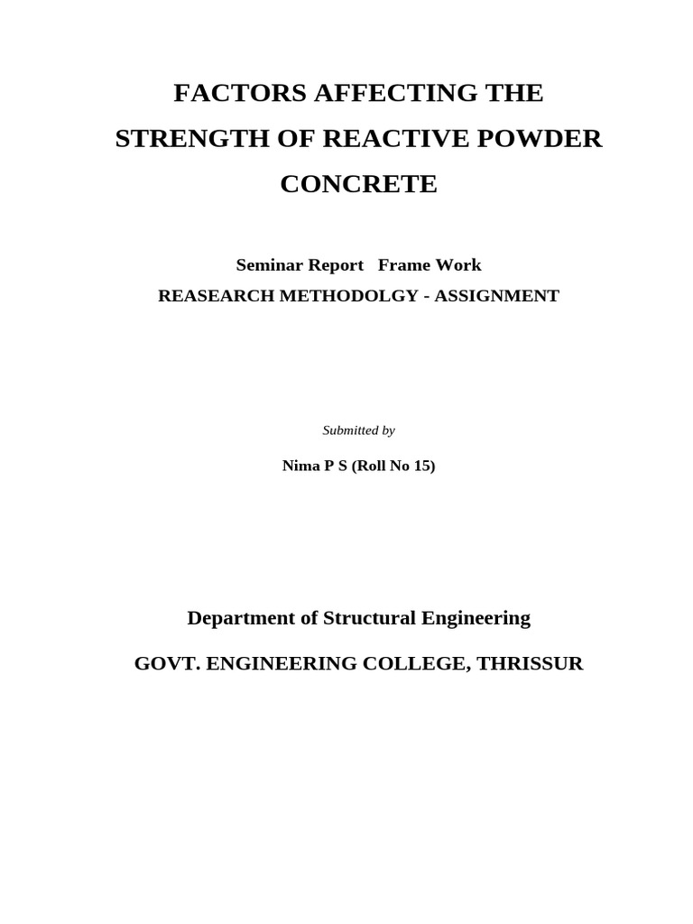 Factors Influencing Reactive Powder Concrete | PDF | Concrete | Cement
