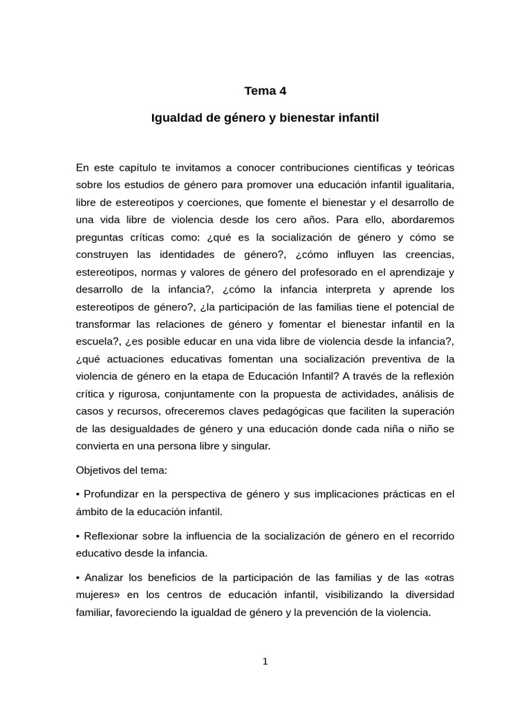 Igualdad de Género en Educación Infantil | PDF | Socialización | Familia
