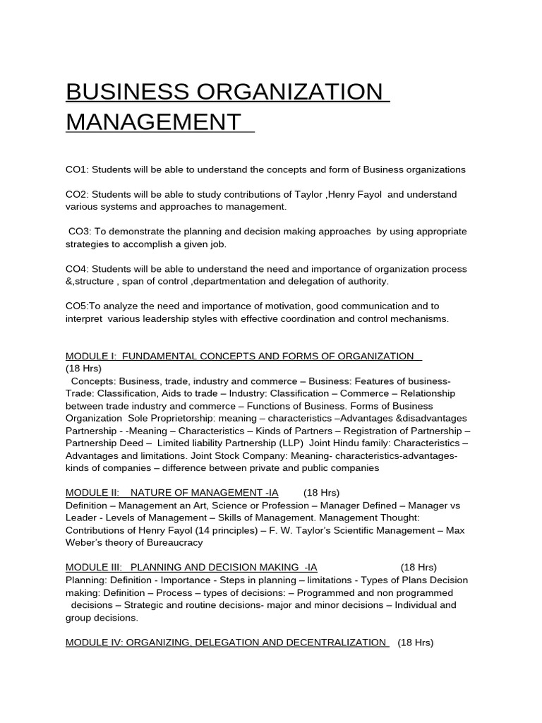 Business Organization and Management Concepts | PDF | Bureaucracy ...