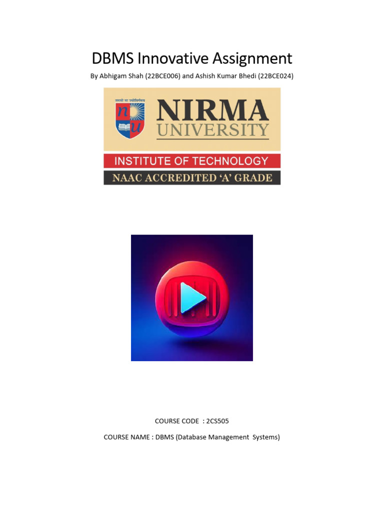 22BCE006 - 22BCE0024 - DBMS - Innovative - Assignment 2 | PDF ...