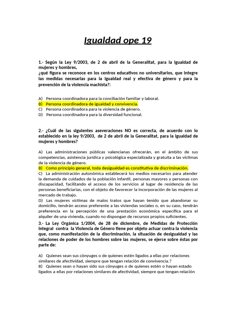 Leyes sobre Igualdad y Violencia de Género | PDF | La violencia contra ...