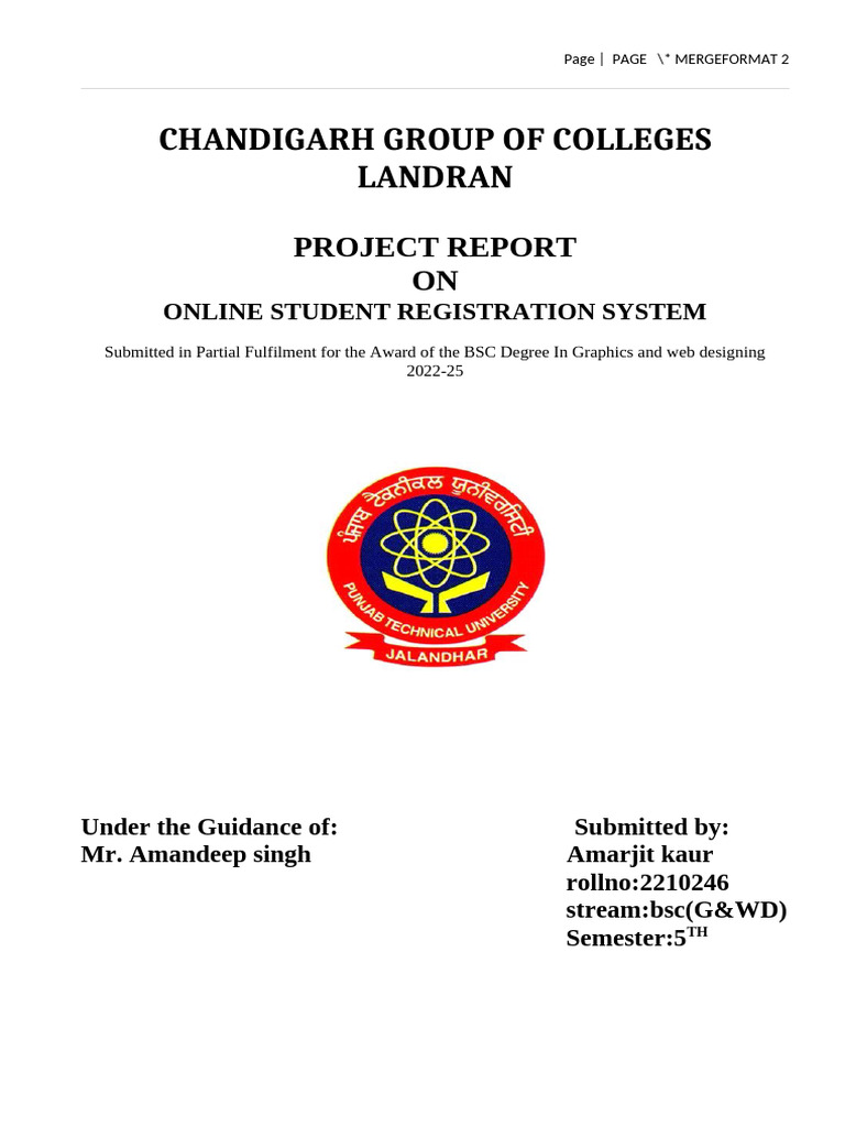 Online Student Registration Report | PDF | Java Script | Html