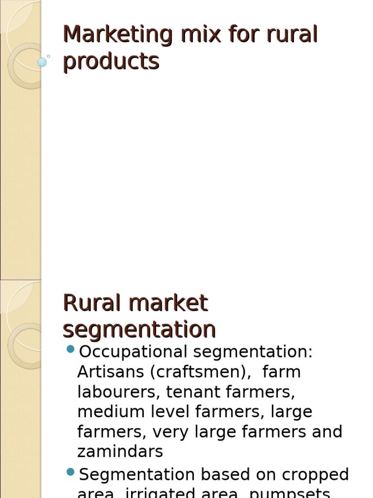 Rural Marketing Mix Strategies Explained | PDF | Marketing | Business ...