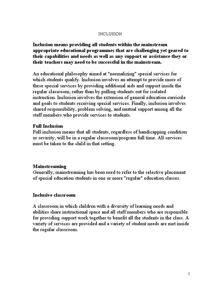 Inclusion of Children With Special Needs | PDF | Inclusion (Education ...