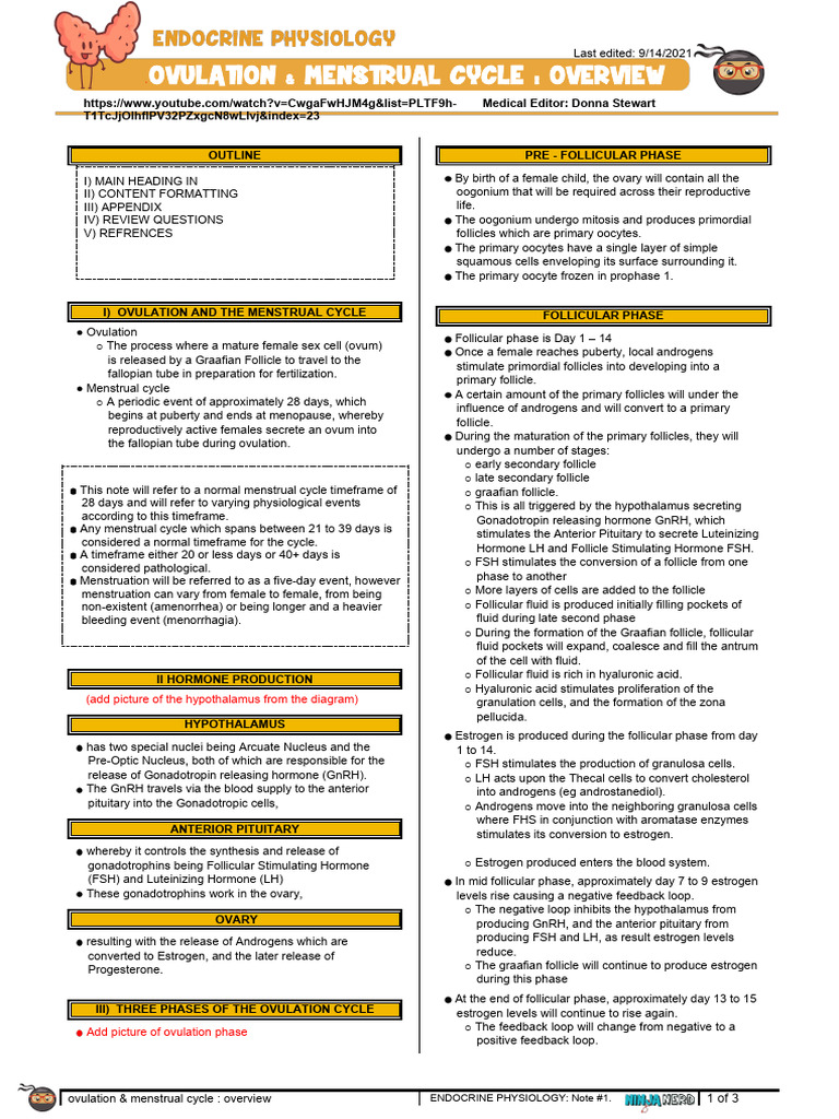 059 Endocrinology Physiology Ovulation & Menstrual Cycle Overview | PDF ...