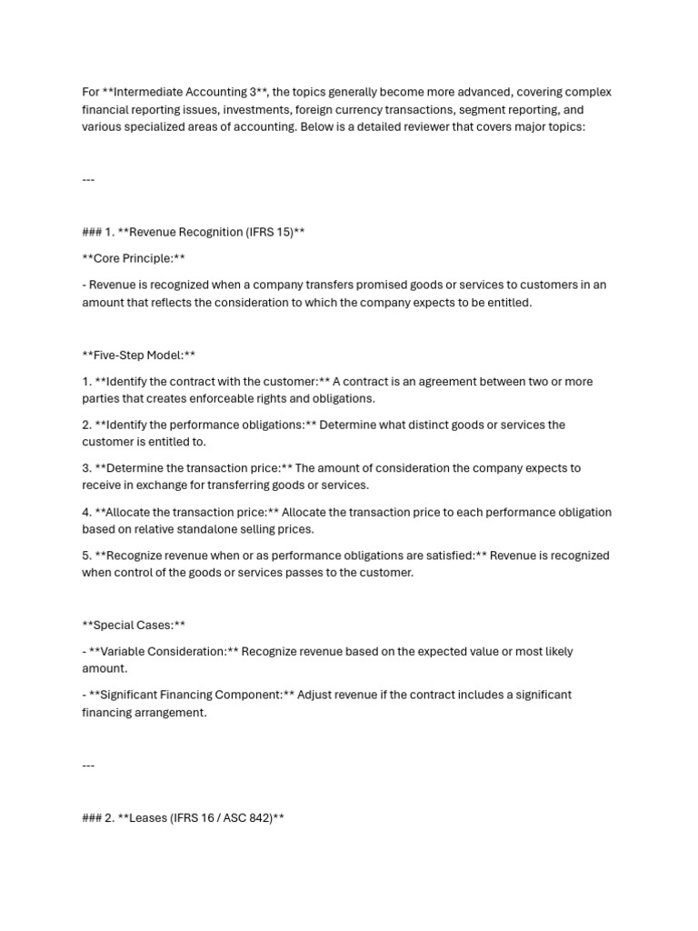 Intermediate Accounting 3 Overview | PDF | Fair Value | Financial Services