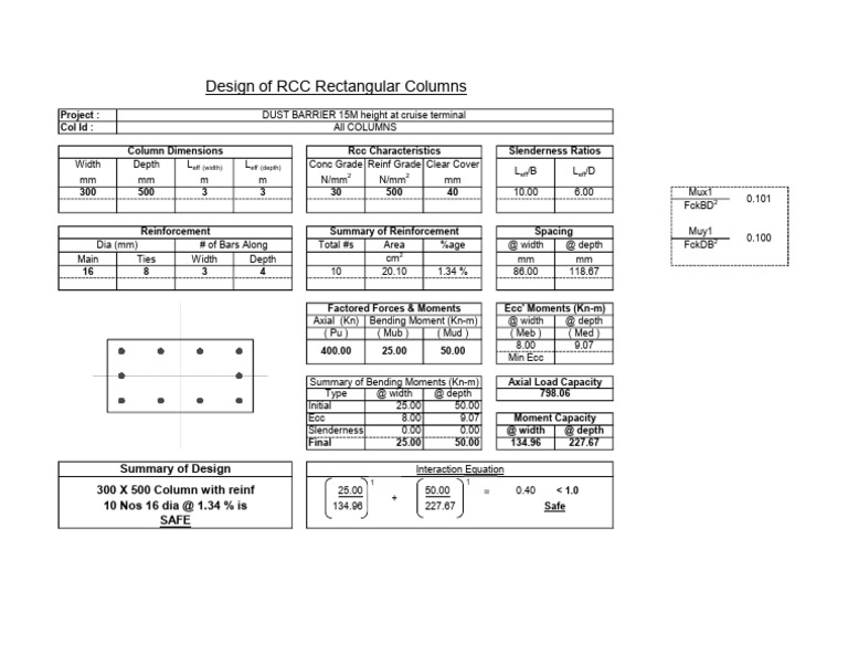 DUST BARRIER 15 M Cruise Terminal COLUMN DESIGN BY PRASAD | PDF ...