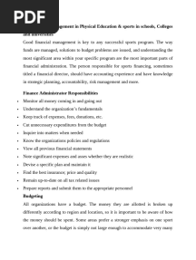 4.1 Financial Management in Physical Education & Sports in Schools, Colleges and Universities