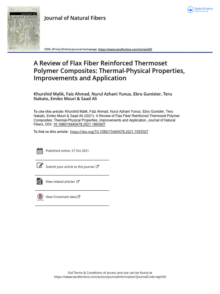 Flax Fiber Thermoset Composites Review | PDF | Composite Material ...