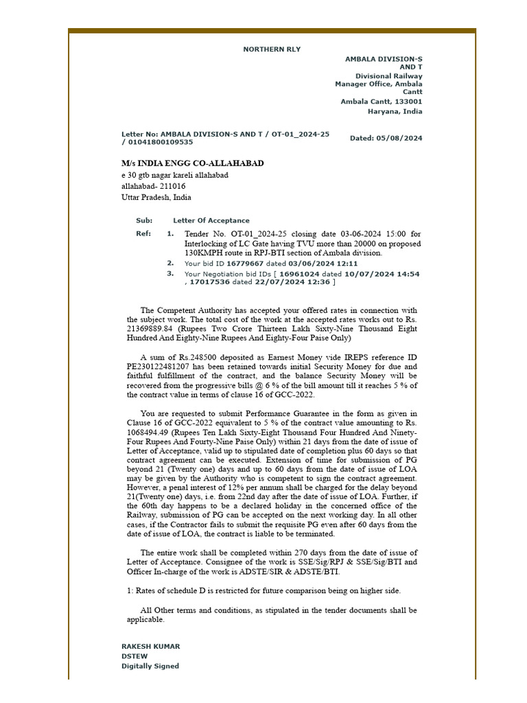 DC Rate Acceptance for Ambala 2024-25 | PDF | Fuse (Electrical ...