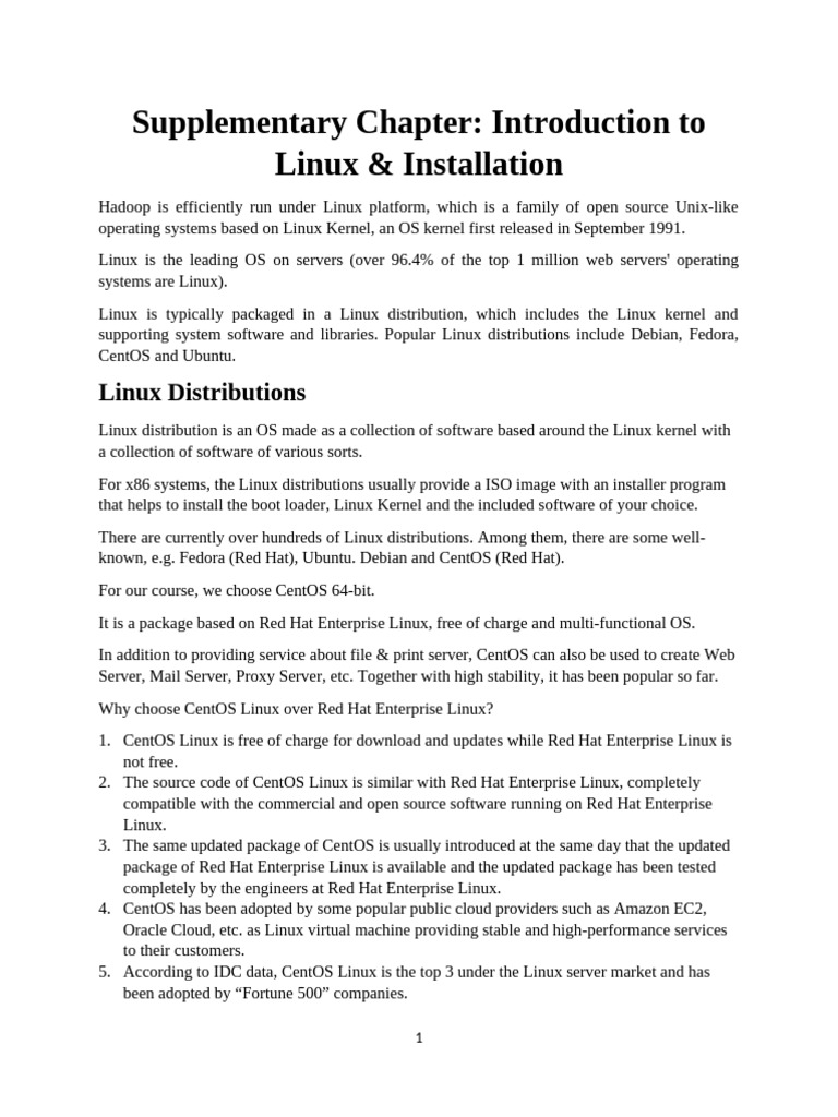 Supplementary Chapter - Introduction To Linux and Installation | PDF ...