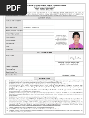 Admit Card
