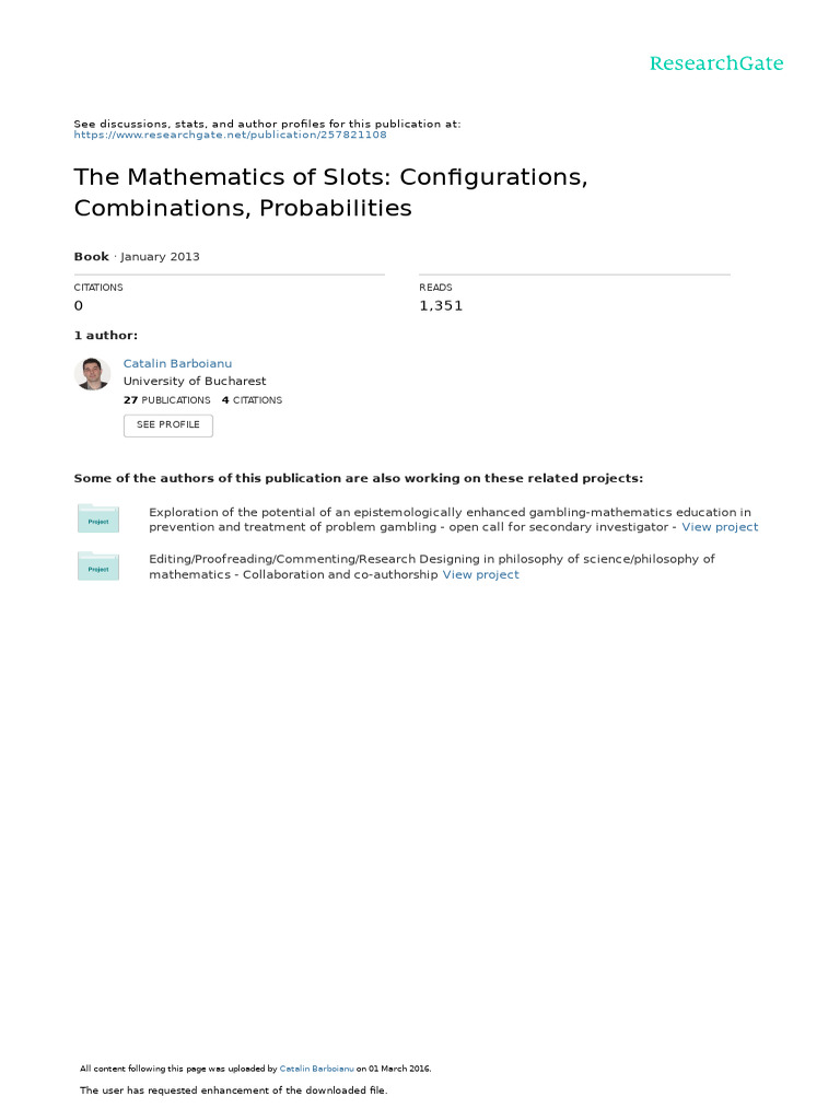 THE MATHEMATICS OF SLOTS Sample Content | PDF | Slot Machine | Copyright