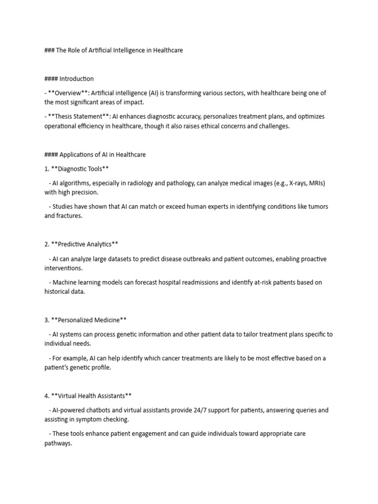 AI Applications and Ethics in Healthcare | PDF | Artificial ...